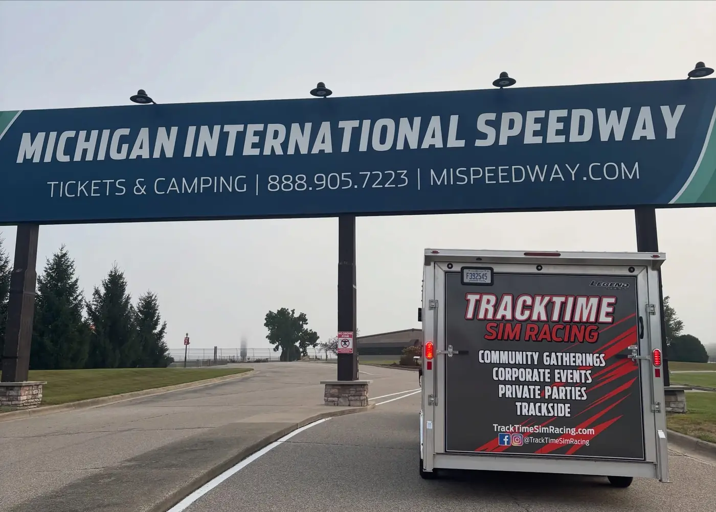 The Track Time trailer arriving at Michigan International Speedway