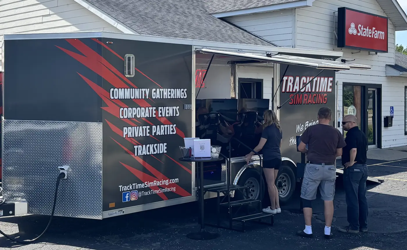 The trailer parked outside a local business for a customer event